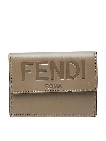 Fendi Fendi Tri-fold Wallet Compact 8M0395 Greige Leather Women's FENDI (view 1)