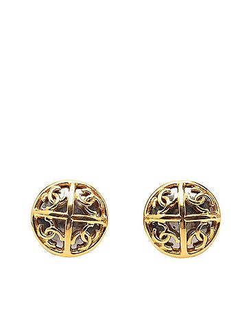 Chanel Chanel Vintage Coco Mark Earrings 93P Gold Plated Women's CHANEL (view 1)