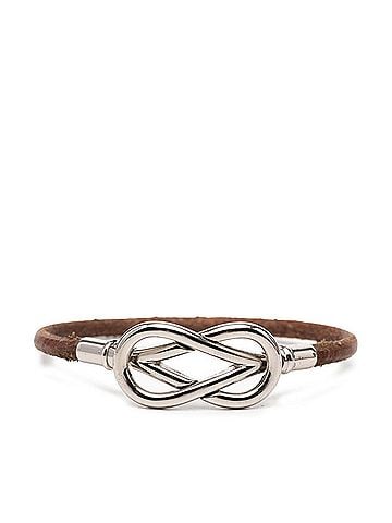 Hermès Hermes Atame Bracelet, Brown Silver Metal Leather, Women's HERMES (view 1)