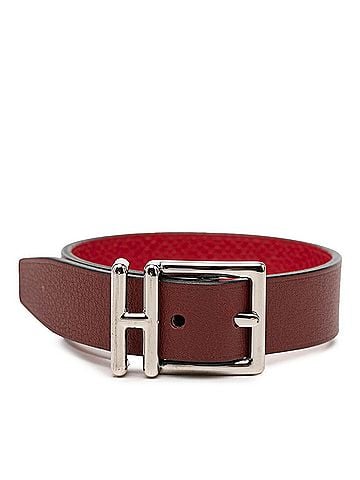 Hermès Hermes Nathan Reversible Bracelet, Red and Brown Leather, Women's HERMES (view 1)