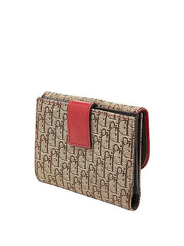 Christian Dior Christian Dior Dior Trotter Saddle Bi-fold Wallet, Beige Multicolor Canvas Leather, Women's (view 2)
