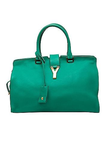 Saint Laurent Saint Laurent Y-Line Cabas Classic Handbag Tote Bag Green Leather Women's SAINT LAURENT (view 1)
