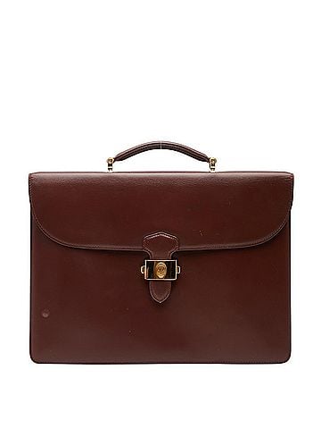Cartier Cartier Must Line Business Bag Briefcase Wine Red Bordeaux Leather Women's CARTIER (view 1)