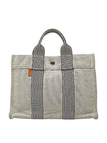 Hermès Hermes New Fourre-Tout Tote PM Handbag, White/Black Canvas, Women's HERMES (view 1)