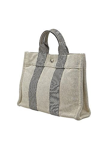 Hermès Hermes New Fourre-Tout Tote PM Handbag, White/Black Canvas, Women's HERMES (view 2)