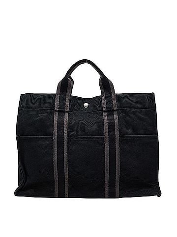 Hermès Hermes Fourre-Tout Tote MM Handbag Bag Black Gray Canvas Women's HERMES (view 1)