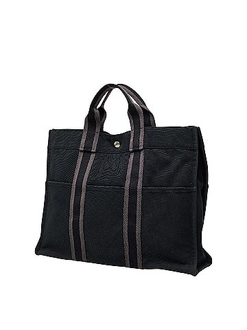 Hermès Hermes Fourre-Tout Tote MM Handbag Bag Black Gray Canvas Women's HERMES (view 2)