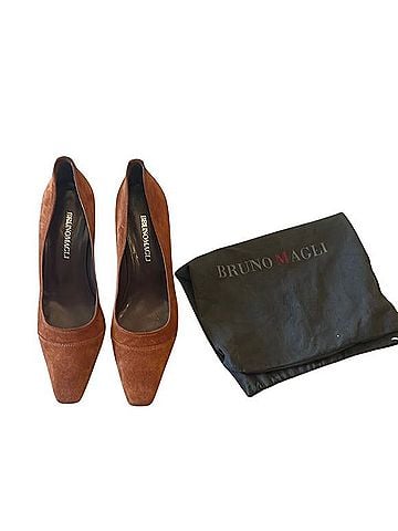 Bruno Magli Brick Suede Square Toe Pump Heels (view 1)