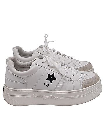 Christian Dior Dior Star Platform Sneakers in White Leather (view 1)