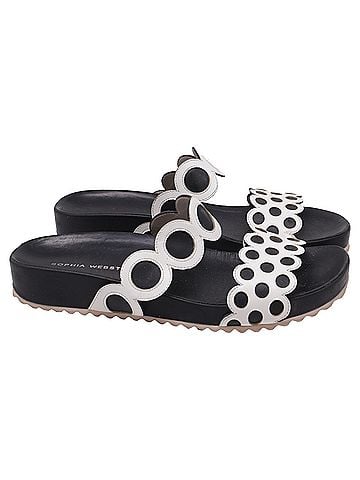 Sophia Webster Sophia Webster Perforated Slide Sandals in Black and White Leather (view 1)