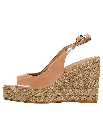 Stuart Weitzman Stuart Weitzman Island Slingback Espadrille Sandals In Beige Patent Leather (view 2)