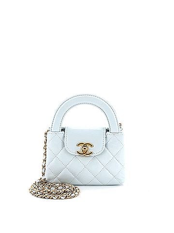 Chanel Kelly Top Handle Shopping Bag Quilted Shiny Aged Calfskin Nano (view 1)