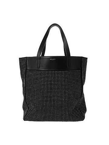 Saint Laurent SAINT LAURENT Studded Tote Bag, Black, 333099, Women's Leather AB Rank, Used, Ginzo (view 1)