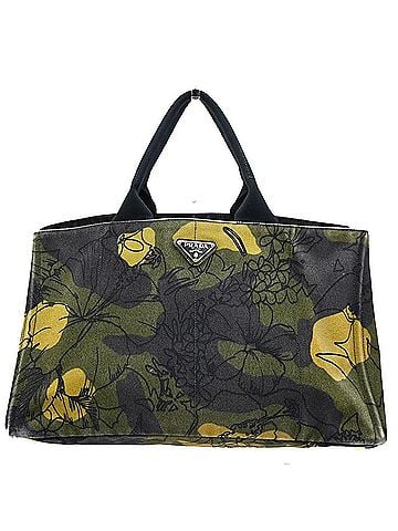 Prada Canapa Tote Printed Canvas Green Canvas Tote Bag Bag (view 1)