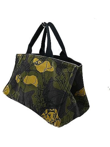 Prada Canapa Tote Printed Canvas Green Canvas Tote Bag Bag (view 2)