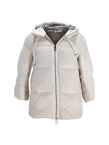 Herno Herno Faux Fur Hooded Puffer Jacket in White Acrylic (view 1)