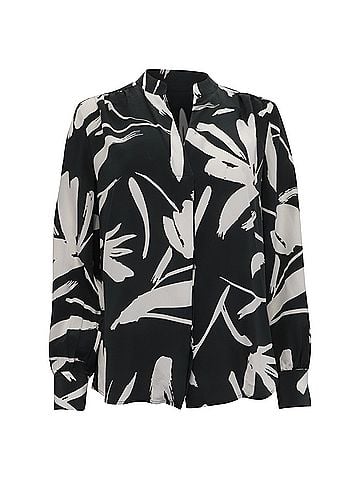 HUGO BOSS Boss Banora Print Blouse in Black Silk (view 1)