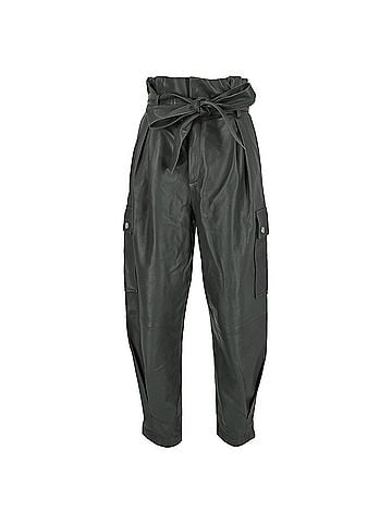 Mario Valentino Red Valentino Tie-Waist Trousers in Green Leather (view 1)