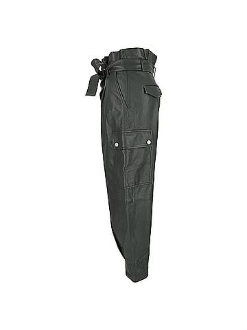 Mario Valentino Red Valentino Tie-Waist Trousers in Green Leather (view 2)