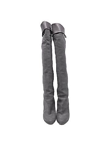 Jimmy Choo  Jimmy Choo Lizard-Embossed Knee-High Boots in Grey Suede (view 2)