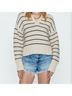 Pistola 100% Cotton Stripes Tan Blue Pullover Sweater Size L - photo 3