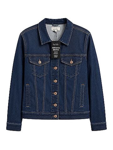 Nicole Miller dark wash, stretch, trucker, classic, casual, soft stretch, 1X jacket Denim Jacket (view 1)