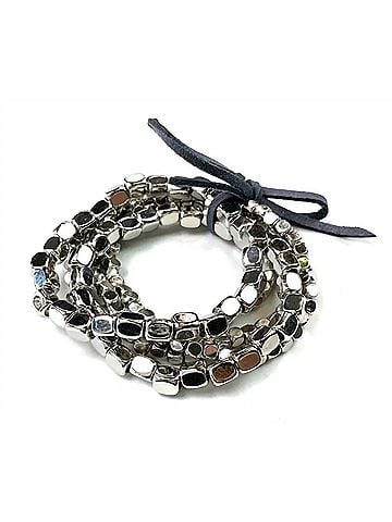 Lost & Found Women's Hematite Stretch Bracelets Set in Silver (view 1)