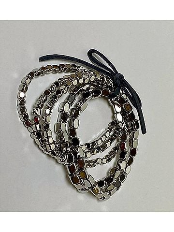 Lost & Found Women's Hematite Stretch Bracelets Set in Silver (view 2)