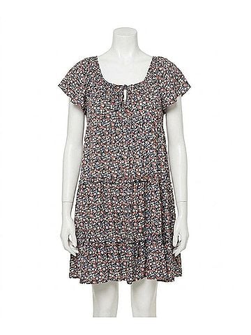 Entro Micro Floral Tiered Dress - Plus in Multi Color (view 1)