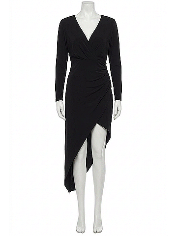 Donna Morgan Long Sleeve Faux Wrap Oblique Dress in Black (view 1)