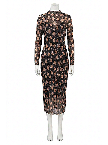 Vince Camuto Floral Print Midi Dress in Black (view 1)