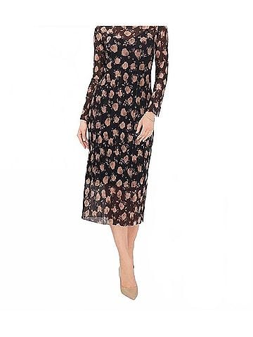 Vince Camuto Floral Print Midi Dress in Black (view 2)
