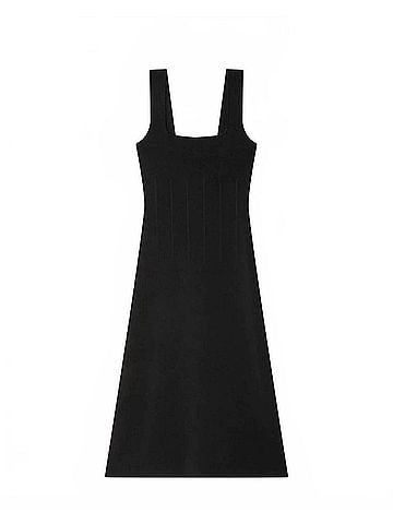White + Warren Paperfine Midi Dress in Black (view 1)