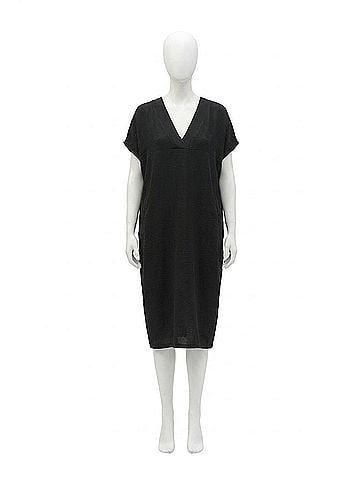 Joseph Ribkoff Gauze V-Neck Midi Cocoon Dress in Black (view 1)