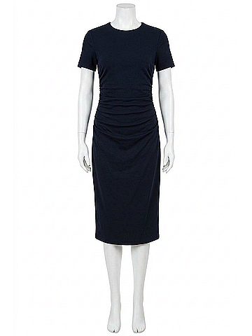 Maggy London Short Sleeve Ruched Sheath Dress in Navy (view 1)