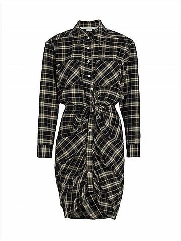 Veronica Beard Sierra Plaid Flannel Ruched Shirt Dress in Plaid (view 1)