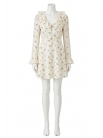 English Factory Floral Ruffled Mini Dress in Ivory (view 1)