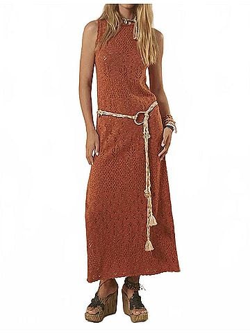 Spell Rhodes Knit Maxi Dress in Cinnamon (view 2)