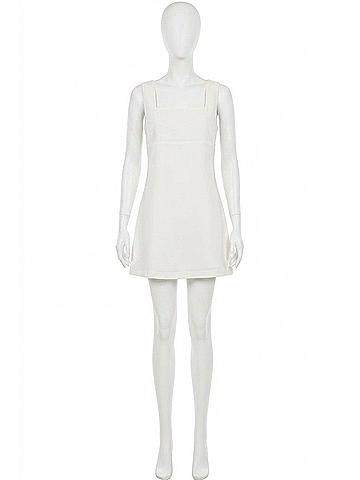MIOU MUSE Gracie Square Neck Mini Dress in Off White (view 1)