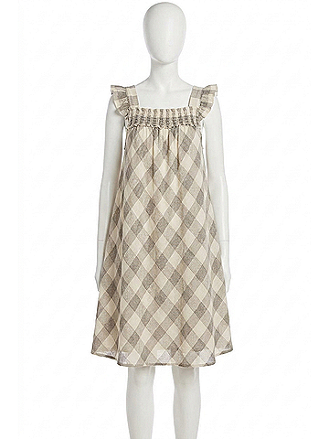 Hem & Thread Check Me Out Dress in Beige (view 1)
