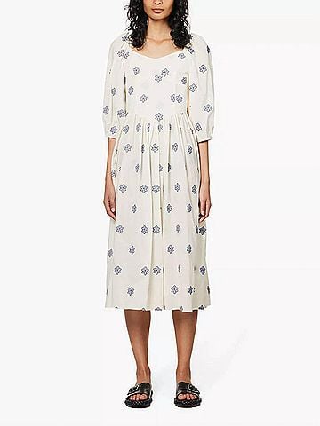 Ciao Lucia Domizio Midi Dress in Sand Dollar (view 2)
