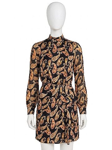 Saloni Draped Isa Short Dress in Ixora Cashew (view 1)