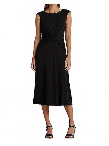Ralph Lauren Twist Front Jersey Dress in Black (view 2)