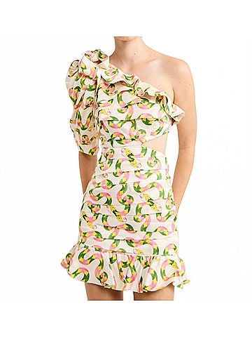 ALEMAIS Seeker One Shoulder Mini Dress in Multi (view 2)