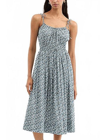 Veronica Beard Millie Ruffled Dress in Lake Mist Multi (view 2)