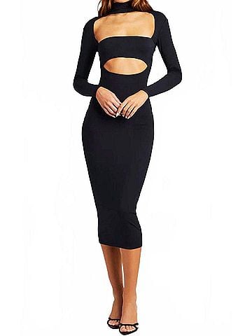 Ser.O.Ya Zeena Midi Dress in Black (view 2)