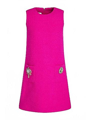 Moschino Crystal-Embellished Mini Dress in Neon Pink (view 1)