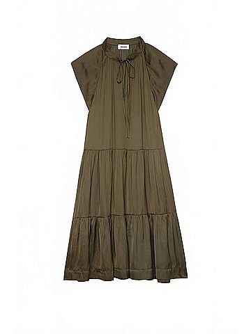 Zadig & Voltaire Rito Satin Dress in Laurier (view 2)
