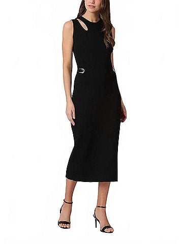 Shoshanna Fleur Sleek Fitted Knit Dress in Jet (view 2)