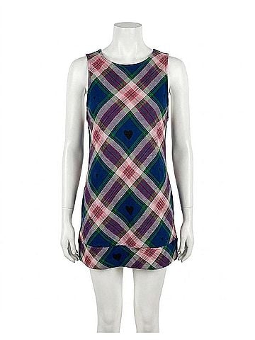 Free People Carven Plaid Mini Dress in Berry Combo (view 1)